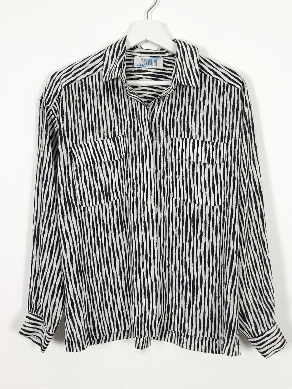 Vintage Retro Black & White Patterned Blouse